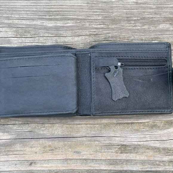 Card Holder Black Wallet Handmade Purse Bi Fold Genuine Leather Purse - Picture 6 of 12